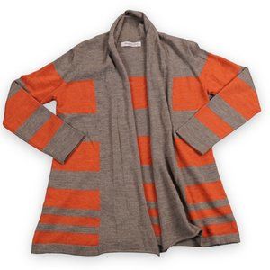 Brunella Gori Womens Cardigan Sweater Merino‎ Wool Medium Brown Orange Striped
